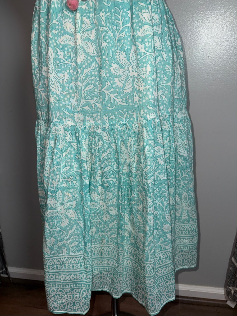 Bell by Alicia Bell Turquoise & White Floral Paisley Midi Dress - Size XS - Picture 5 of 10
